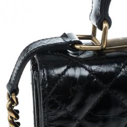 Pre Owned Chanel Black Crackled Leather Rita Flap Bag
