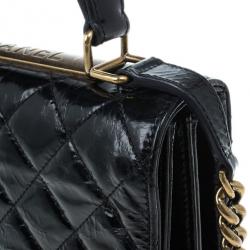 Pre Owned Chanel Black Crackled Leather Rita Flap Bag