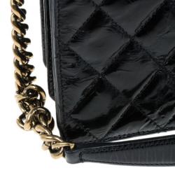 Pre Owned Chanel Black Crackled Leather Rita Flap Bag