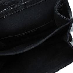 Pre Owned Chanel Black Crackled Leather Rita Flap Bag