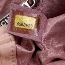 Pre Owned Chanel Peach Leather Accordion Flap Hobo