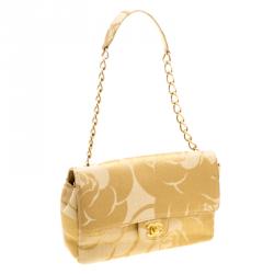 Pre Owned حقيبة شانيل قلاب كلاسيك متوسطة رافيا كروشيه بيج