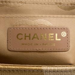 Pre Owned حقيبة شانيل قلاب كلاسيك متوسطة رافيا كروشيه بيج