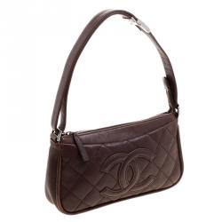 Pre Owned Chanel Brown Quilted Leather CC Timeless Pocket Shoulder Bag