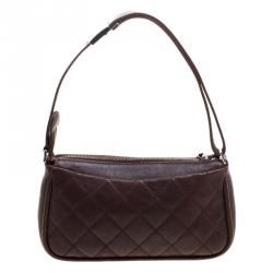 Pre Owned Chanel Brown Quilted Leather CC Timeless Pocket Shoulder Bag