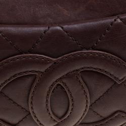 Pre Owned Chanel Brown Quilted Leather CC Timeless Pocket Shoulder Bag