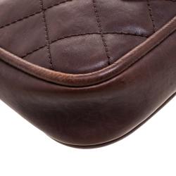 Pre Owned Chanel Brown Quilted Leather CC Timeless Pocket Shoulder Bag