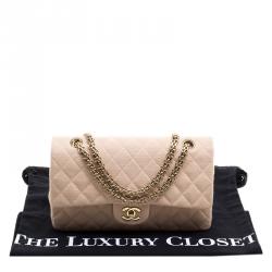 مملوكة مسبقًا Chanel Biege Quilted Jersey Medium Bijoux Chain Classic Single Flap Bag
