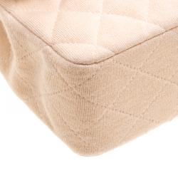 مملوكة مسبقًا Chanel Biege Quilted Jersey Medium Bijoux Chain Classic Single Flap Bag