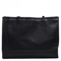 Pre Owned حقيبة يد شانيل شوبر فينتدج CC جلد سوداء