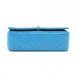 Pre Owned Chanel Turquoise Quilted Leather Vintage Mini Flap Bag