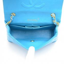 Pre Owned Chanel Turquoise Quilted Leather Vintage Mini Flap Bag