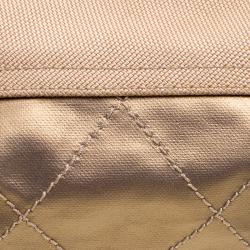 Pre Owned Chanel Gold Quilted Coated Canvas Medium Paris Biarritz Hobo