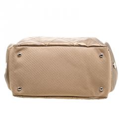 Pre Owned Chanel Gold Quilted Coated Canvas Medium Paris Biarritz Hobo