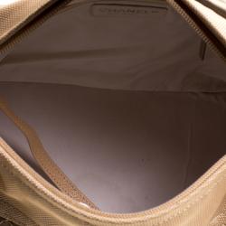 Pre Owned Chanel Gold Quilted Coated Canvas Medium Paris Biarritz Hobo