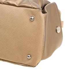 Pre Owned Chanel Gold Quilted Coated Canvas Medium Paris Biarritz Hobo