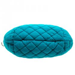 Pre Owned Chanel Turquoise Quilted Jersey Bubble Hobo
