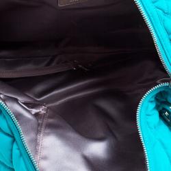 Pre Owned Chanel Turquoise Quilted Jersey Bubble Hobo