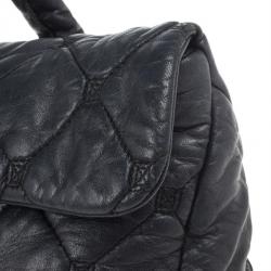 Pre Owned Chanel Black Quilted Bubble Jumbo Flap