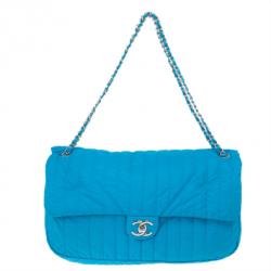 Chanel Blue Nylon Flap Bag Chanel