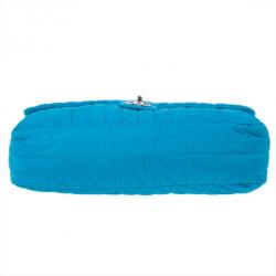 Pre Owned Chanel Blue Nylon Flap Bag