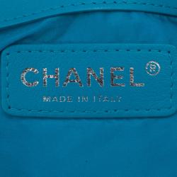 Pre Owned Chanel Blue Nylon Flap Bag