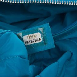 Pre Owned Chanel Blue Nylon Flap Bag