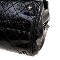 مملوكة مسبقًا حقيبة كتف شانيل قلاب قفل متعاكس جلد لامع مبطن سوداء