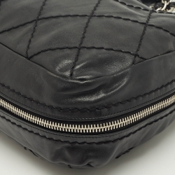 Pre Owned Chanel Black Wild Stitch Quilted Leather CC Expandable Bag