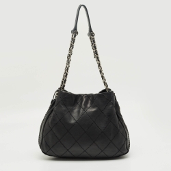 Pre Owned Chanel Black Wild Stitch Quilted Leather CC Expandable Bag