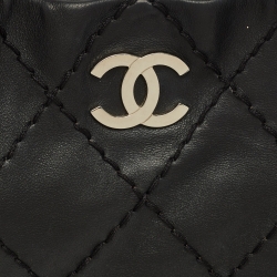 Pre Owned Chanel Black Wild Stitch Quilted Leather CC Expandable Bag