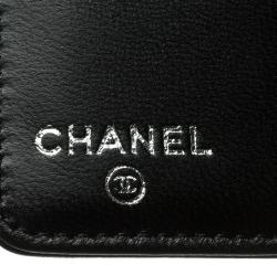 Chanel Black Camellia Embossed Leather L Yen Wallet