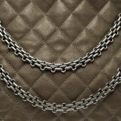 Pre Owned Chanel Khaki Quilted Leather Large Just Mademoiselle Bowling Bag
