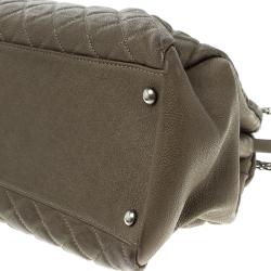Pre Owned Chanel Khaki Quilted Leather Large Just Mademoiselle Bowling Bag