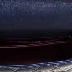 Pre Owned Chanel Navy Blue Quilted Caviar Leather Mini Coco Top Handle Bag