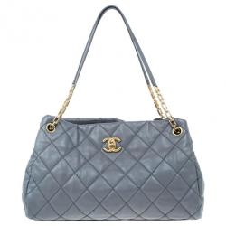 مملوكة مسبقًا Chanel Grey Leather Quilted Shopper Tote
