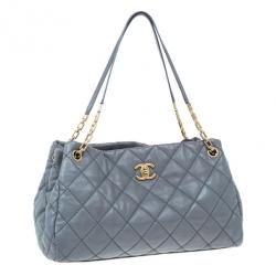 مملوكة مسبقًا Chanel Grey Leather Quilted Shopper Tote