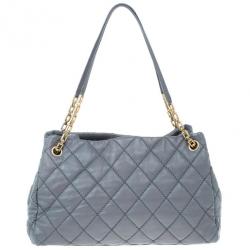 مملوكة مسبقًا Chanel Grey Leather Quilted Shopper Tote