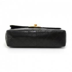 Pre Owned Chanel Black Quilted Leather Jumbo Vintage Classic Flap Bag