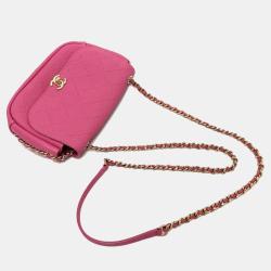 مملوكة مسبقًا حقيبة كتف شانيل سي سي كو كو مارك حافة سلسلة جلد العجل وردي