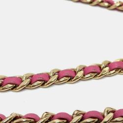 مملوكة مسبقًا حقيبة كتف شانيل سي سي كو كو مارك حافة سلسلة جلد العجل وردي