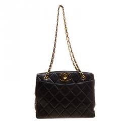 Pre Owned Chanel Black Quilted Leather Vintage Classic Shoulder Bag