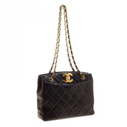Pre Owned Chanel Black Quilted Leather Vintage Classic Shoulder Bag