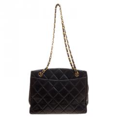 Pre Owned Chanel Black Quilted Leather Vintage Classic Shoulder Bag