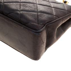Pre Owned Chanel Black Quilted Leather Vintage Classic Shoulder Bag