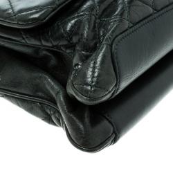 مملوكة مسبقًا Chanel Dark Green Quilted Leather Classic Flap Shoulder Bag