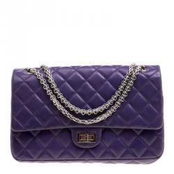 Pre Owned Chanel Purple Quilted Leather Reissue 2.55 Classic 226 Flap Bag