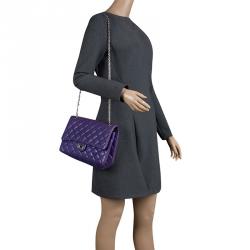 Pre Owned Chanel Purple Quilted Leather Reissue 2.55 Classic 226 Flap Bag