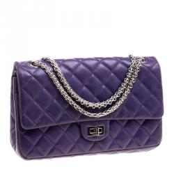 Pre Owned Chanel Purple Quilted Leather Reissue 2.55 Classic 226 Flap Bag