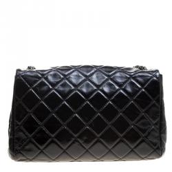Pre Owned Chanel Black Quilted Leather Jumbo Classic Single Flap Bag